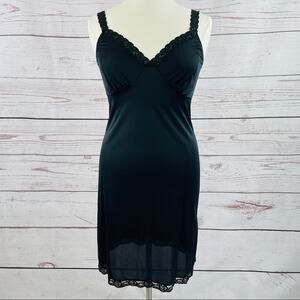 Black slip with lace accents silky sexy sheer stretchy